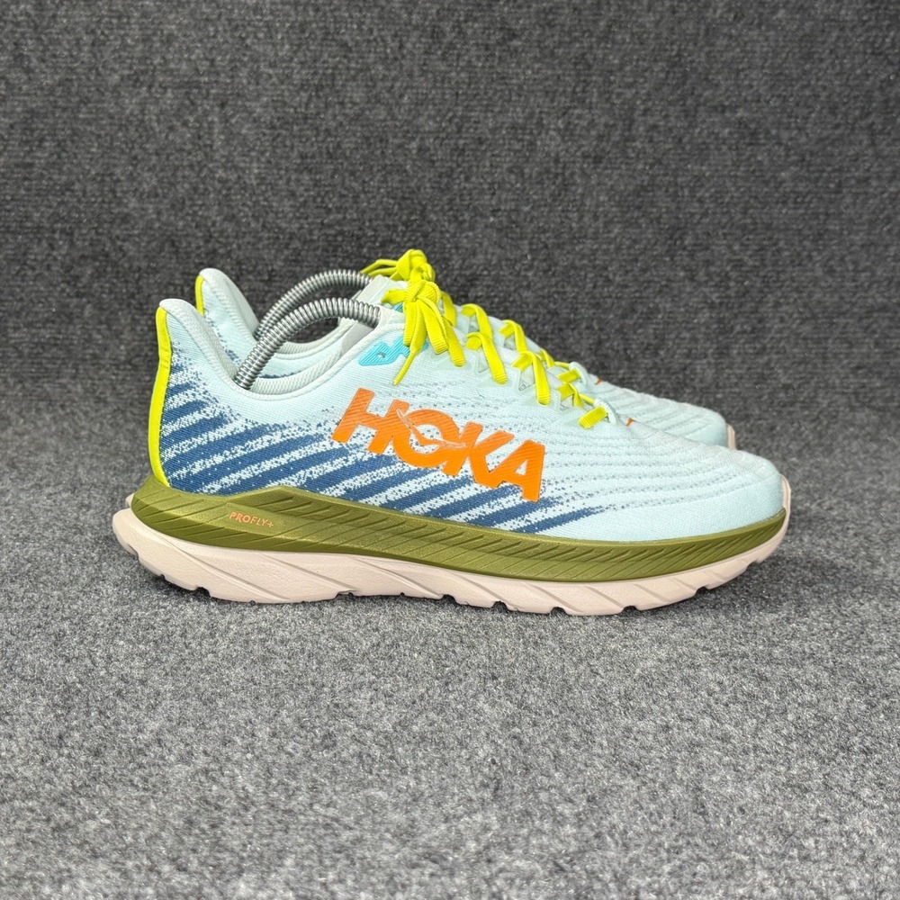 Hoka IRONMAN Mach 5 Running Shoe Womens 10 Blue Yellow Athletic Training Sneaker